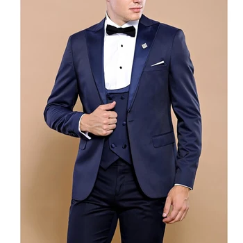 Kostiumai vyrams 2023 Švarkas Kelnės Liemenė Viengubas krūtinė Reguliaraus ilgio Prom vestuvės Vyriškas kostiumas 3 vnt Homme Terno Slim Fit