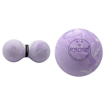 KSONE Lacrosse masažo kamuolys-nešiojamas fitneso masažo kamuolys 1 & KSONE raumenų reljefo masažo kamuolys Žemės riešutų forma 6