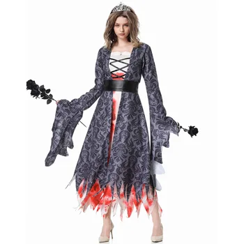 Lady Halloween kostiumas Siaubas Kruvinas zombis Vampyras Karalienė apsirengia vakarėliu Viduramžių vaiduoklis Nuotakos moteriški drabužiai