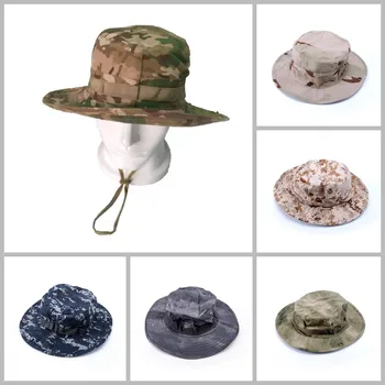 Lauko karinis ventiliatoriaus skydelis Žvejys Dykumos kepurė Jojimo kepurė Camo Apvali brimmed skrybėlė Kelių spalvų kamufliažas Karinio mokymo skrybėlė