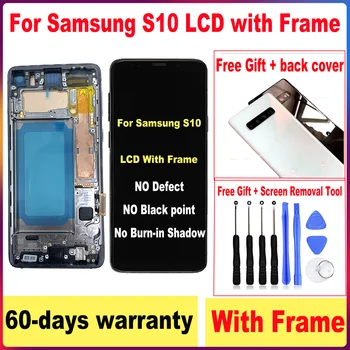 LCD su rėmeliu Samsung Galaxy S10 LCD ekrano jutiklinio ekrano dalims, skirtoms Samsung SM-G973F/DS G973U9 G973W G9730 G973U1