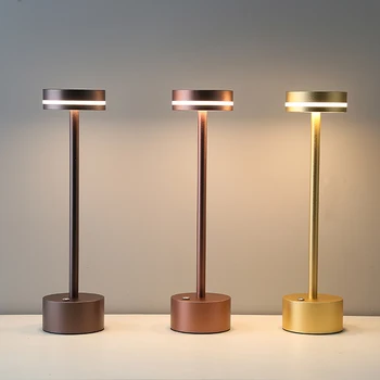 LED jutiklinis jungiklis stalinė lempa įkraunama aliuminio lempa naktinis staliukas miegamasis trijų spalvų pritemdymas restorano baro atmosferos lempa