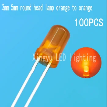 LED karoliukai F5 Oranžinė, skleidžianti oranžinę šviesą 3 mm oranžinė šviesa, pabrėžianti oranžinę šviesą Oranžinė apvali galvos kraštas Tiesioginio įterpimo šviesos diodas