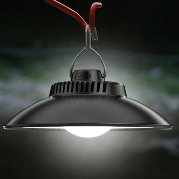 LED nešiojamasis žibintas USB Type-C įkrovimo palapinės lempa su kabliukais lauko sodui Balta šviesa