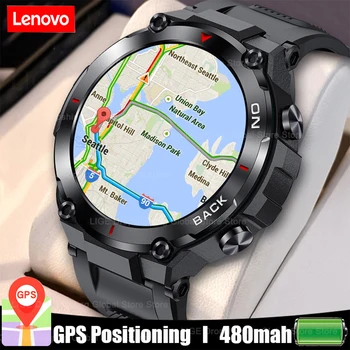 Lenovo GPS Naujas išmanusis laikrodis Lauko sporto fitneso apyrankė IP68 Vandeniui atsparus širdies ritmas Kraujospūdis Išmanusis laikrodis Vyrai Android IOS