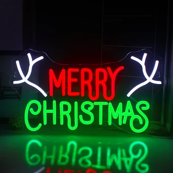 Linksmų Kalėdų neoninis ženklas Led Neoninė sieninė šviesa Akrilo lenta Kalėdų vakarėlio reikmenims Miegamasis Vestuvių baras Baras Klubas Kalėdos