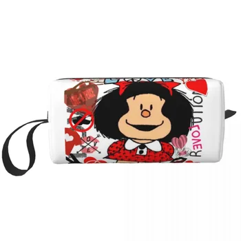 Love Peace And Mafalda Makiažo krepšys Didelis kosmetikos krepšys Vyrai Moterys Quino Argentina Animacinių filmų tualeto reikmenų krepšiai Priedai Organizatorius