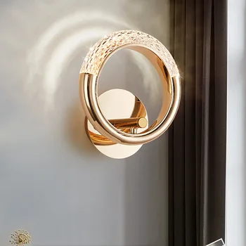 Lovos auksas Apvalus LED sieninis šviestuvas Vestuvės patalpose Miegamojo vedimo žiedai Svetainė Modernus Paprastas vaikų vaikų sienų apšvietimas