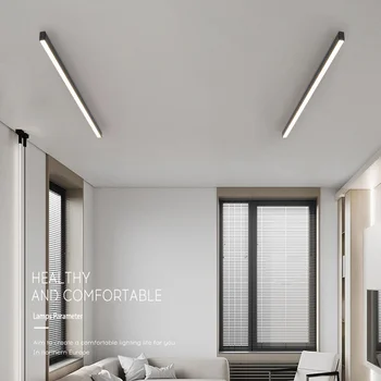 lubų šviestuvai Ilgos juostos paviršiuje montuojamas LED linijinis šviestuvas Paprastas takas Balkonas Miegamasis Valgomasis Svetainė Juoda Balta