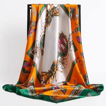 Luxury Brand Fashion 90X90cm Kerchief Scarf Printed Headscarf Didmeninė prekyba antklode šifono hidžabo moterys foulard bandanna apvynioti skara