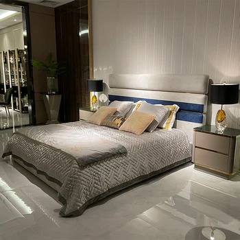Luxury King Size Lovos kaina Dvigubas karalienės dydis Natūralios odos lovų komplektai Baldai Prabangus Modernus