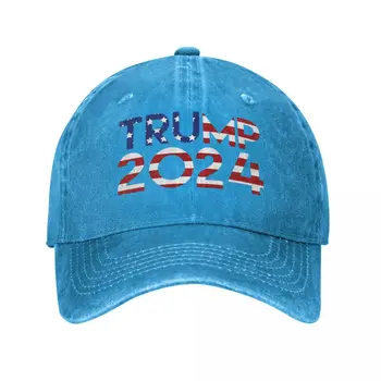 Mada Donaldas Trumpas 2024 m. JAV prezidento rinkimai Beisbolo kepuraitė Nelaimingas džinsinis galvos apdangalas Lauko treniruotės Reguliuojama prigludusi kepurė