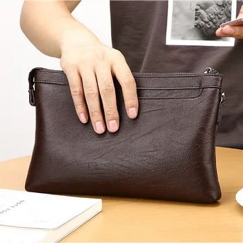 Mados prekės ženklo dizaino verslo sankabos krepšys Aukštos kokybės PU odiniai vokų krepšiai Casual Travel Vyriška piniginė Mobiliojo telefono kišenė