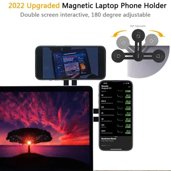 magnetinis nešiojamojo kompiuterio telefono laikiklis Magsafe telefono monitoriaus laikiklis, skirtas iPhone 14/13/12 Plus Pro Max 180 reguliuojamas