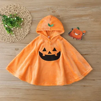 Mažylio kūdikio drabužiai Helovino vaikų apsiaustas Oranžinis juokingas moliūgas Veido atspaudas Gobtuvas Apsiaustas Laisvas apsiaustas Mantija 6 mėnesiai-3 metai