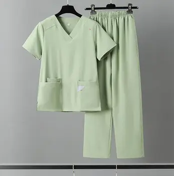 Medicininių drabužių trumpomis rankovėmis šveitikliai Slaugos kelnės Moterys Plonas ir lengvas audinys Elastinės medicininės uniformos Vasaros slaugytojų šveitiklių rinkiniai