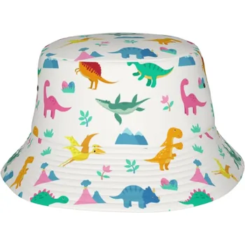 Miela Dino žvejo kepurė Vasaros unisex dinozaurų spausdinimas Kaušo kepurė Lauko sodininkystė Paplūdimys Kempingas Pėsčiųjų žygiai Žvejybos kepurės