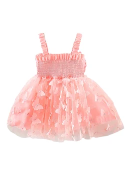 Mielas ir stilingas mažylis s 3D drugelio atspaudo suknelė Puikus pasirinkimas jūsų mažajai princesei