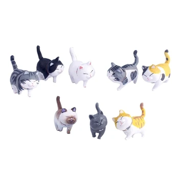 Mielos mini PVC gyvūnų miniatiūros Kačių figūrėlės Žaislas Mikro peizažo papuošalai M76D