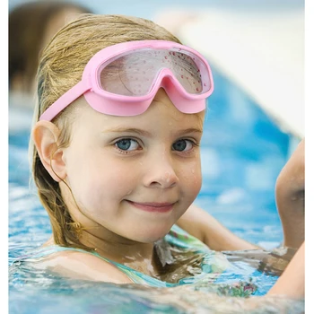Minkštas silikonas Didelis rėmas Platus matymas Vaikai Plaukimo akiniai Nuo rūko UV reguliuojami vaikai Minkšti 3-14Y Berniukai Mergaičių baseino maudymosi akiniai