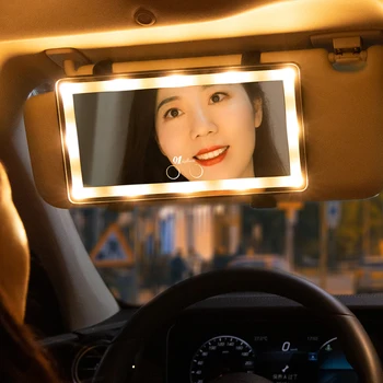 Missmeeca Naujas produktas Juoda/Balta Įkraunamas akumuliatoriaus veidrodėlis Automobilio skydelis Makiažo veidrodis Keturi šoniniai žibintai 60vnt LED žibintų veidrodis