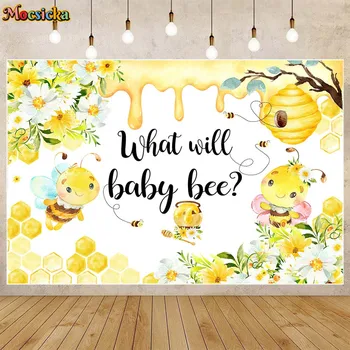 Mocsicka Sweet Bee Naujagimio lytis Atskleisti fotografijos fonus Kūdikio dušas Koks bus kūdikis Nuotraukų fonas Dekoro reklamjuostės rekvizitai