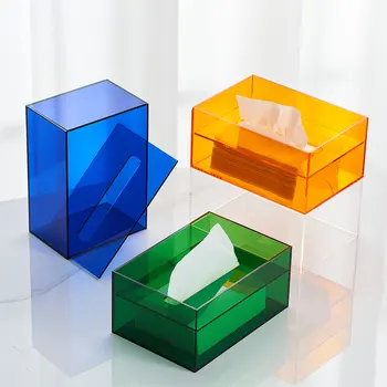 Modern Plastic Tissue Box Desktop Transparent Fashion Servetėlių laikiklis Namų dekoravimas Svetainės biuro stalo dekoro priedai