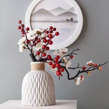 Moderni gėlių vazos imitacija Keraminių gėlių vazonų dekoravimas Namų plastikinė vazos gėlių kompozicija Šiaurietiško stiliaus namų dekoravimas