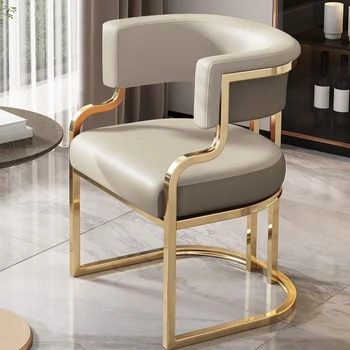 Moderni lengva prabangi valgomojo kėdė restoranas aukščiausios klasės viešbučio odinė sofa kėdė svetainė nagų salono metalinė kėdė