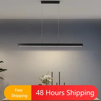 Modernus LED pakabinamas šviestuvas virtuvės valgomajam Pakabinama lempa Studijų kambario apdaila Paprastas apšvietimas Medinės Šiaurės salos lubos