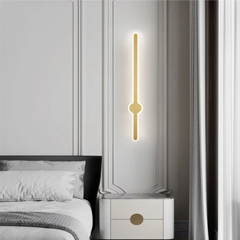 Modernus minimalistinis 3 spalvų jungiklis LED sieninis šviestuvas 62 82 102CM 220V 110V naktinis varinis ilgas sieninis šviestuvas Nordic Luxury Style Sconce