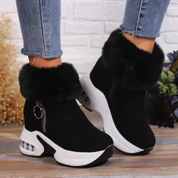 Moteriški batai 2023 Keep Warm Side Zip Ankle Moteriškų batų platforma Kasdieniai batai Moterys Apvalus pirštas Vidiniai paaukštinantys batai Moterys