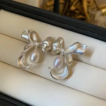 Moteriški saldūs imituoti perlų lanko auskarai Vestuvių vestuvės Sužadėtuvių auskarai Gimtadienio dovanos Merginos Papuošalai