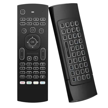 MX3 Oro pelės belaidė klaviatūra Apšviestas išmanusis nuotolinio valdymo pultas 2.4G RF, skirtas x96 Tx3 H96 Android TV Box