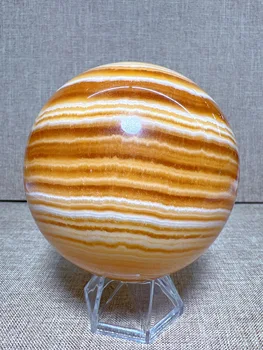 Natūrali oranžinė kalcito sfera laisva forma, drožyba Reiki gydomojo akmens namų dekoravimas Išskirtinė dovana