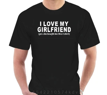 Nauja mada Aš myliu savo merginą Trumpomis rankovėmis Juokingi vyriški vaikino dovanų marškinėliai 100% medvilniniai marškinėliai @064802