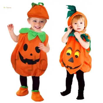 Naujagimis Mažylis Mergaitė Berniukai Helovinas Moliūgų kostiumai Kūdikių kostiumų apranga Drabužiai su moliūgo dangčio formos skrybėle