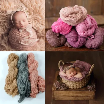 Naujagimių fotografijos rekvizitai Apvyniokite kūdikio antklodę Minkšta tampri medvilnė Sūkurinė fotografija Fono fotostudija