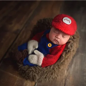Naujagimių fotografijos rekvizitai nauja kūdikių fotografija megztinis megztas drabužis kepurės rinkinys naujagimio fotografijos romperis
