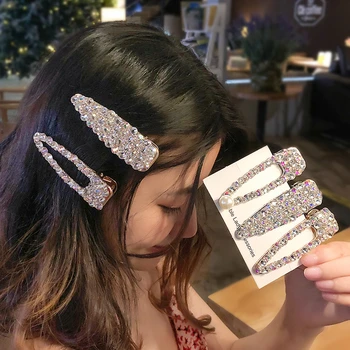 Naujas 2020 m. mados plaukų segtukas moterims Korėjiečių madinga mergina Barrettes plaukų segtukai Plaukų aksesuarai Galvos apdangalai Krištolo perlas Šoninis spaustukas
