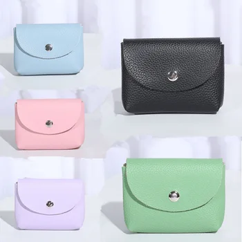 Naujas raštas Gryna spalva su viršelio pinigine Moteriškas paprastas nešiojamas grynos spalvos išplėstinis kortelių krepšys PU modeliavimo odinis laikymo krepšys