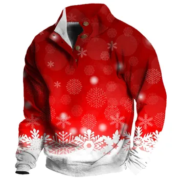 Naujas vyriškas megztinis su apykakle Mada Spausdinti megztiniai ilgomis rankovėmis Viršutinis laisvalaikio lauko sagų apykaklės džemperis