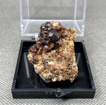 NAUJIENA! 100% natūralūs reti granato mineraliniai pavyzdžiai akmenys ir kristalai kvarco kristalai + dėžutės dydis 5.2cm