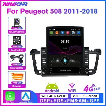 NAVICAR stereo multimedija Peugeot 508 2011-2018 Tesla Screen Player 2 Din Android 10 GPS navigacija Automobilių garso radijas