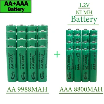 Nemokamas pristatymas 2024Naujas bestseleris 1.2V AA 9988MAH+AAA8800MAHAA AAA baterija NI MH įkraunama baterija skutimosi nuotolinio valdymo pultui