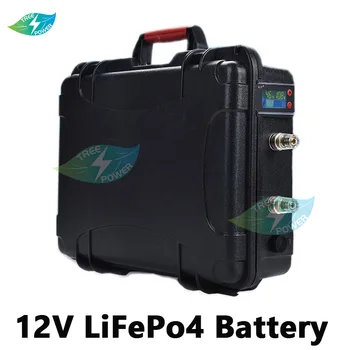 Neperšlampamas 12V 100Ah 120Ah 150Ah Lifepo4 ličio baterijų paketas Su bms elektriniam valties velkamojo variklio 45lbs 80lbs +10A įkroviklis