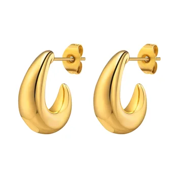 Nerūdijančio plieno auskarai, lankelis auskarai Moterys C formos geometrinės ausų papuošalai Gimtadienio dovana