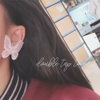 New Korea Design Nėrinių drugelio auskarai moterims Girls Fashion Black White Fairy Stud Ear Jewelry Party Dovanos 2 vnt