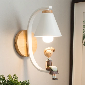 Nordic Home Decor Light Cartoon Boys and Girls Room Wall Lamp Creative Resin Model Wall Lamps for Living Room Bedroom Furparatūra