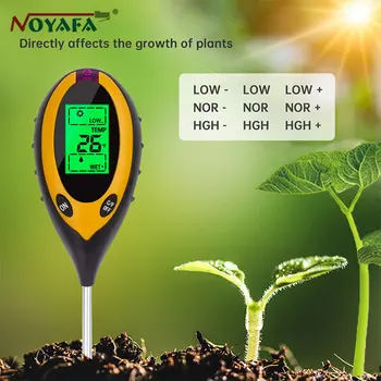 NOYAFA NF-TR02 Digital 4 in 1 Soil PH Meter Moisture Monitor Temperature Saulės šviesos testeris sodo augalų auginimui su bandymu